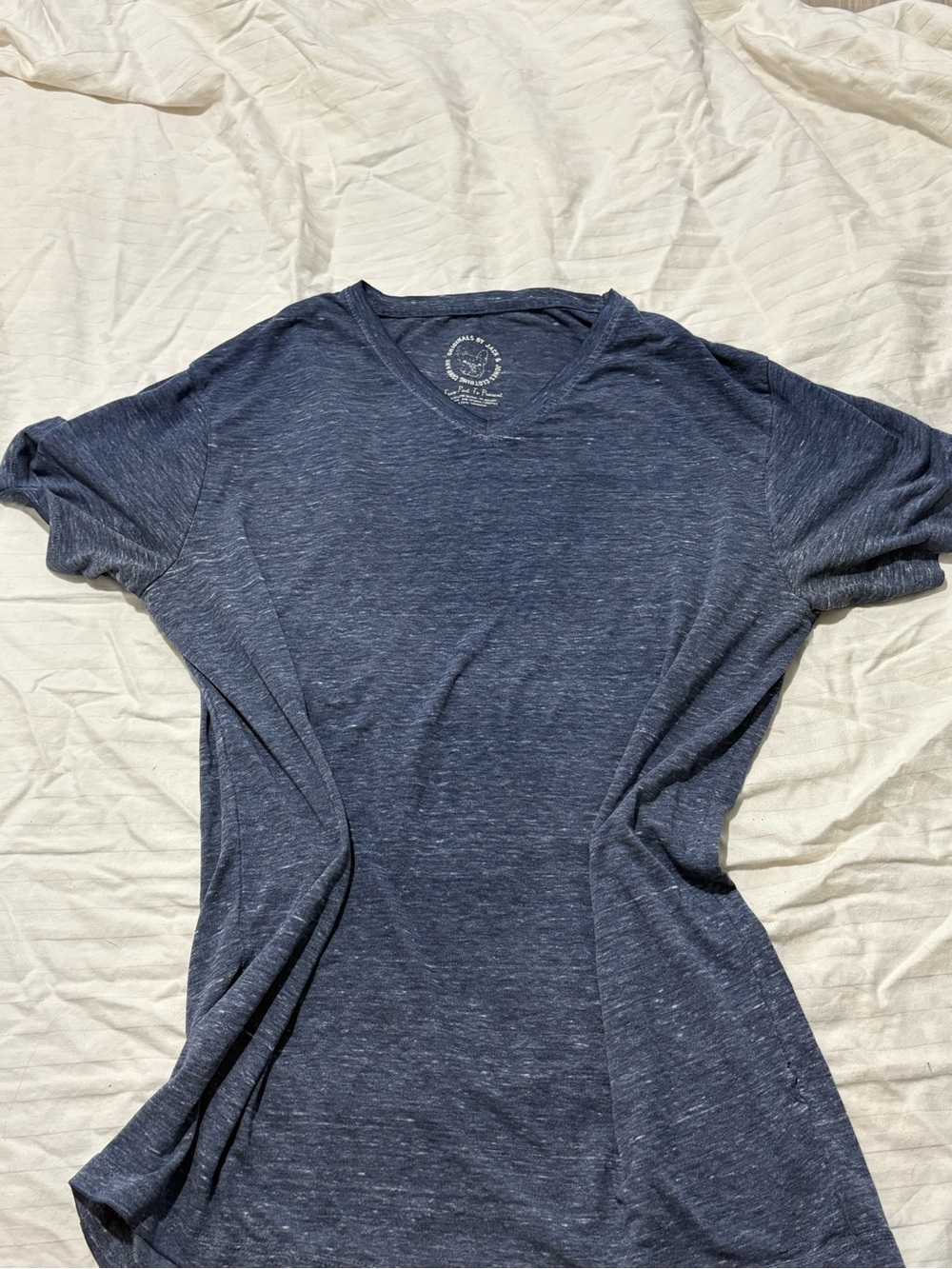 Jack and Jones Heather Navy V-Neck Tee - Size medium
